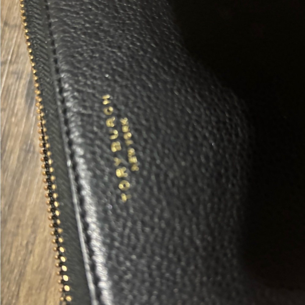 Tory Burch Black Leather Pouch with Gold Zipper - Picture 3 of 6